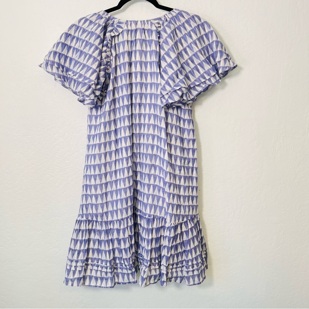 Cleobella Lavender & White Printed Flutter-Sleeve Tiered Dress - Picture 9 of 14